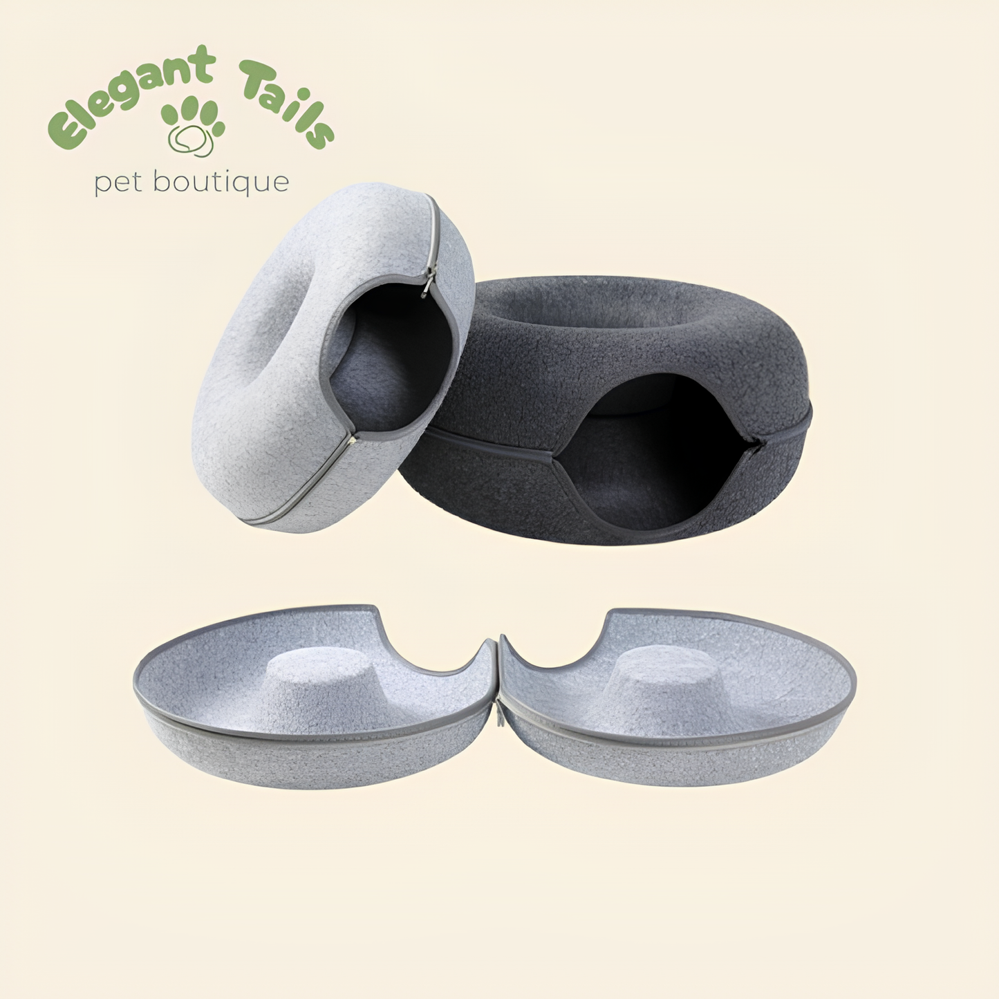 ElegantTails™ Donut Cat Bed & Tunnel Interactive Toy