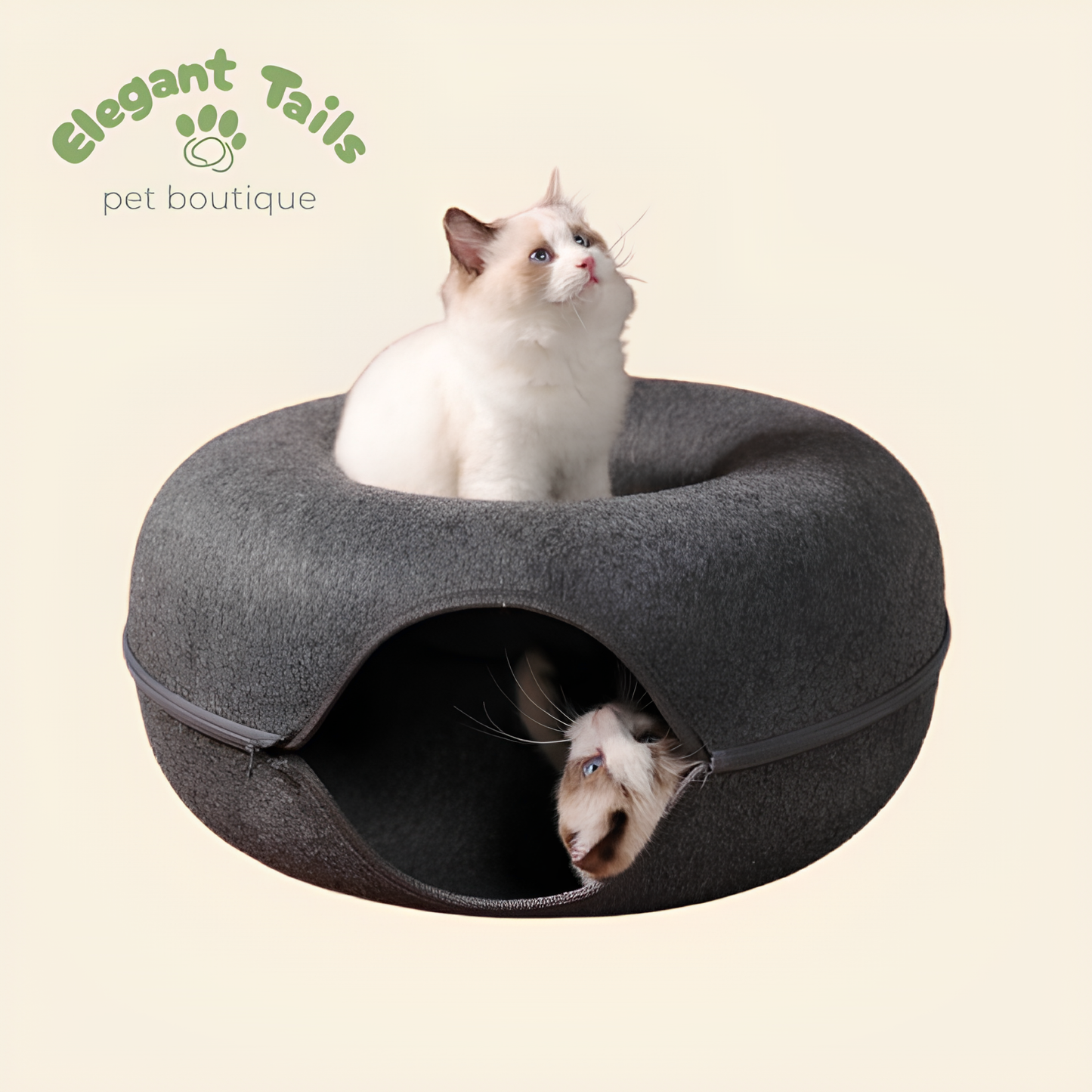 ElegantTails™ Donut Cat Bed & Tunnel Interactive Toy