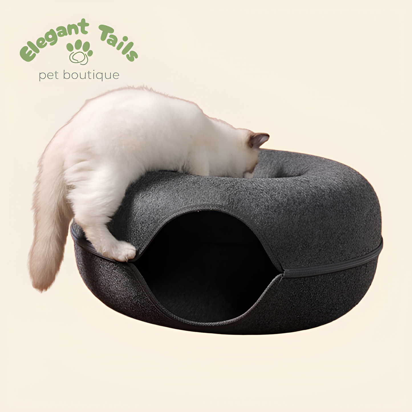 ElegantTails™ Donut Cat Bed & Tunnel Interactive Toy