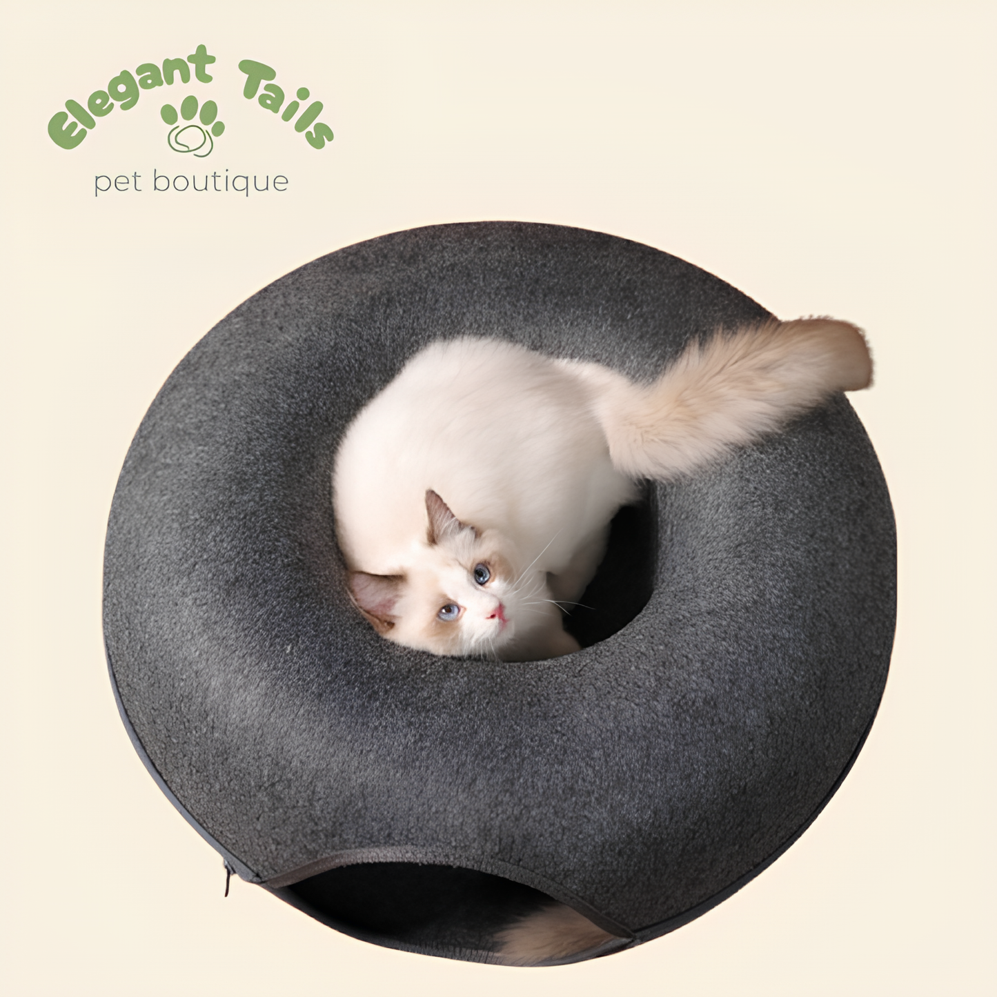 ElegantTails™ Donut Cat Bed & Tunnel Interactive Toy