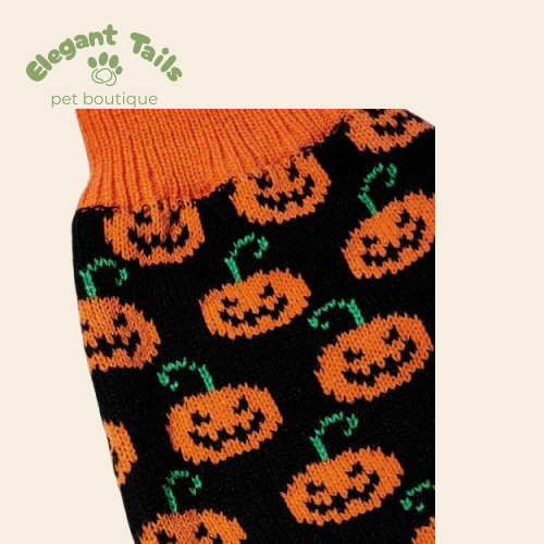 ElegantTails™ Pumpkin Turtleneck Sweater for Pets – Warm Knit Halloween Sweater for Dogs and Cats