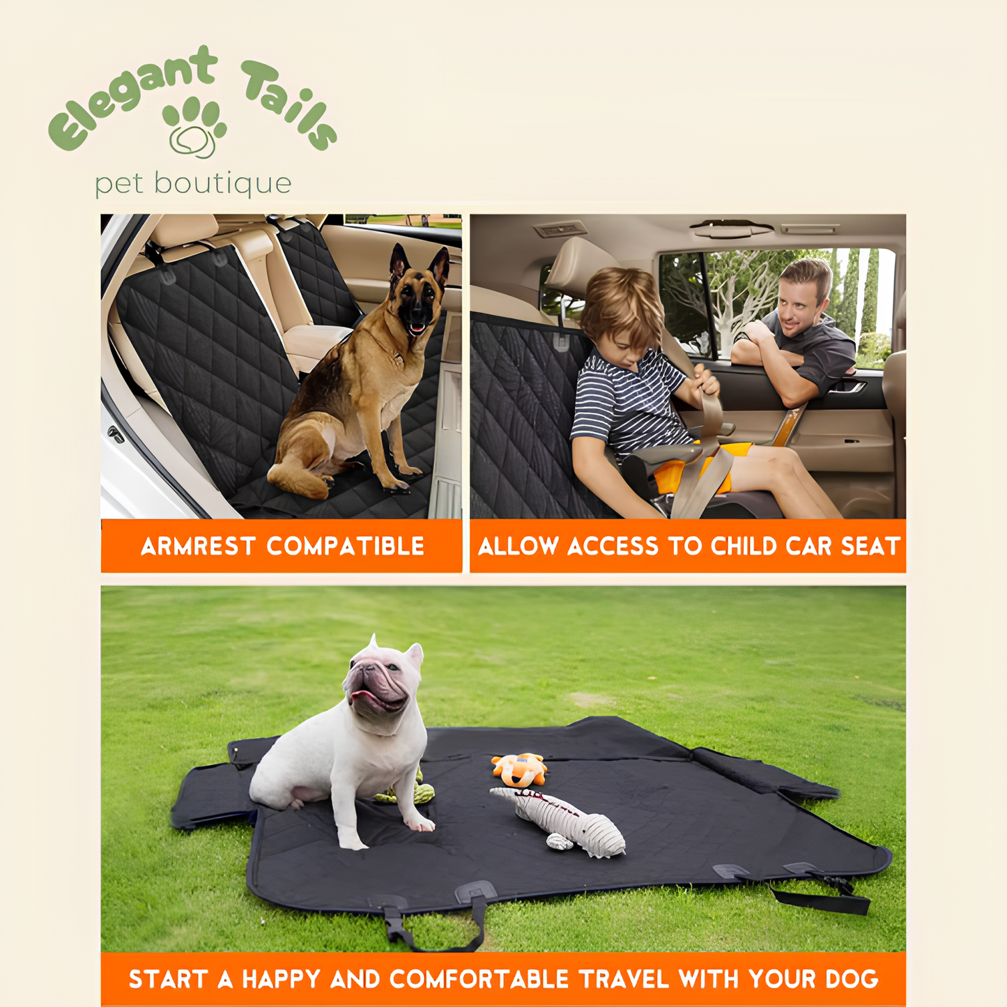 ElegantTails™ Waterproof Pet Car Seat Cover