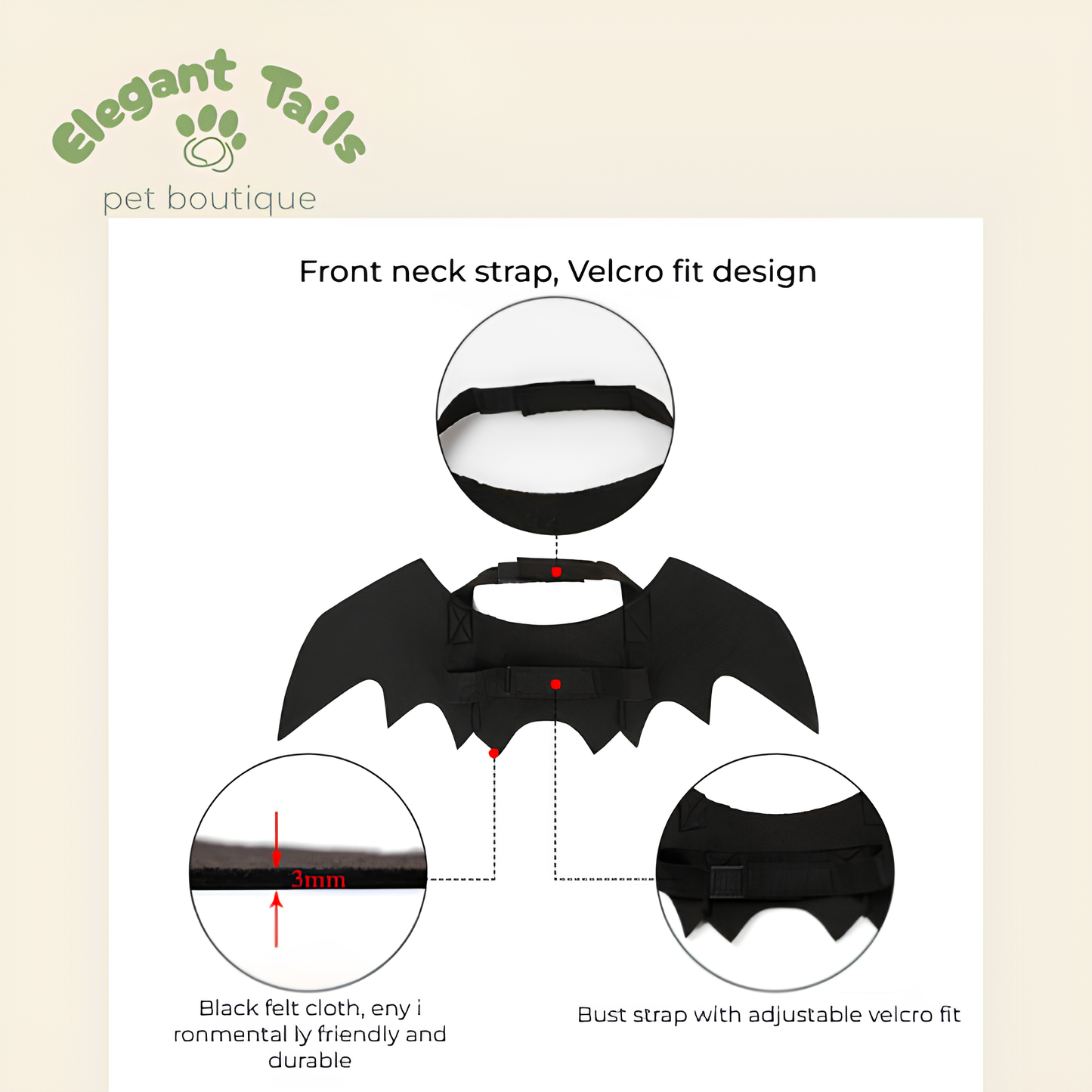 ElegantTails™ Halloween Bat Wings Costume for Dogs and Cats