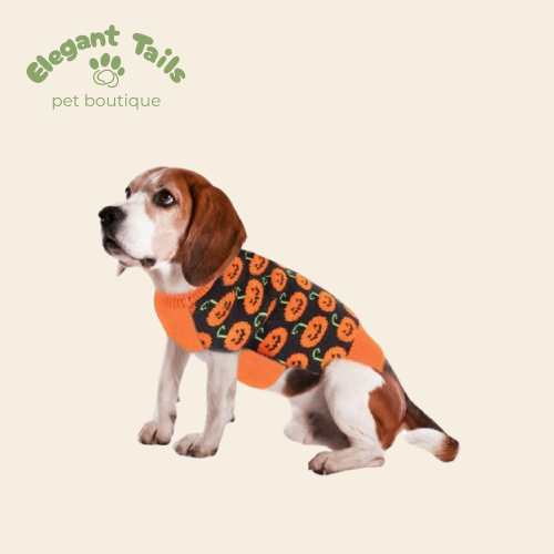 ElegantTails™ Pumpkin Turtleneck Sweater for Pets – Warm Knit Halloween Sweater for Dogs and Cats