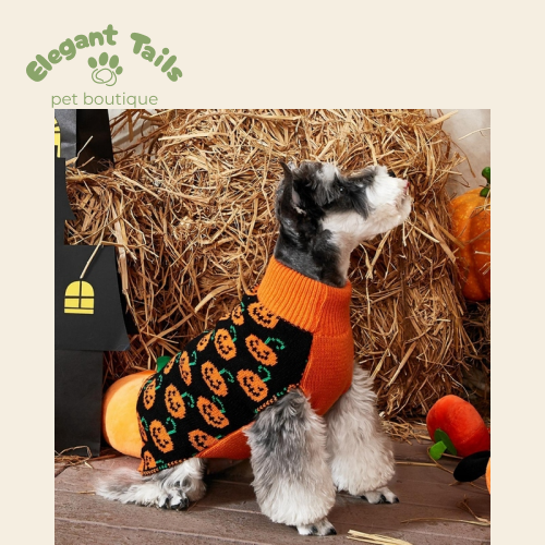 ElegantTails™ Pumpkin Turtleneck Sweater for Pets – Warm Knit Halloween Sweater for Dogs and Cats