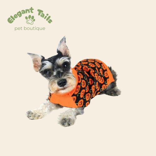 ElegantTails™ Pumpkin Turtleneck Sweater for Pets – Warm Knit Halloween Sweater for Dogs and Cats