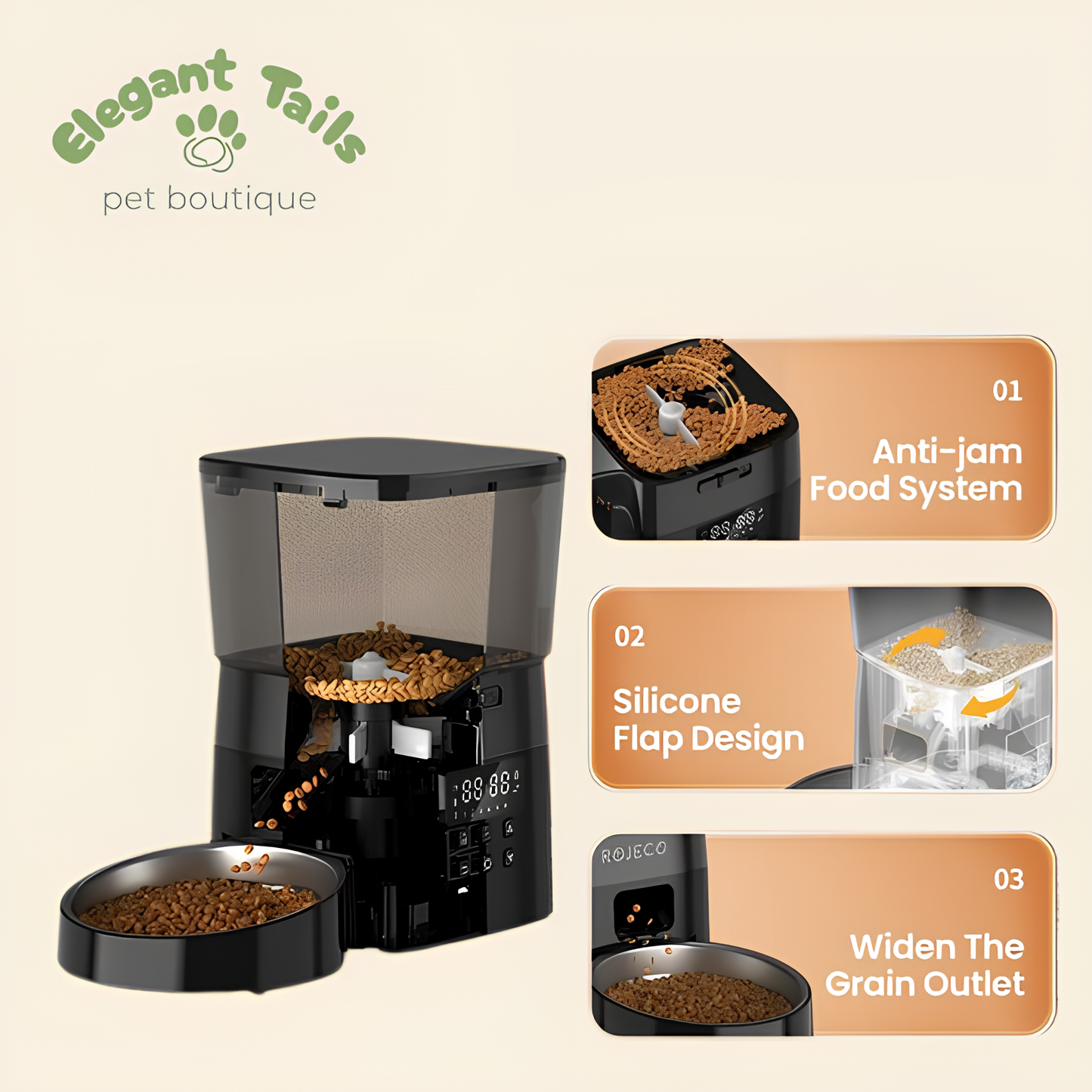 ElegantTails™ Automatic Pet Feeder – Smart Food Dispenser